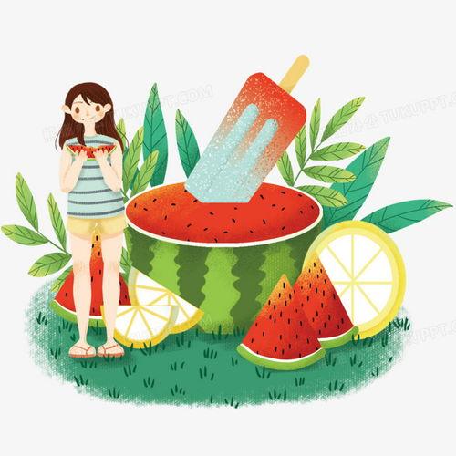 吃瓜女孩插画图,趣味横生的现代都市生活剪影